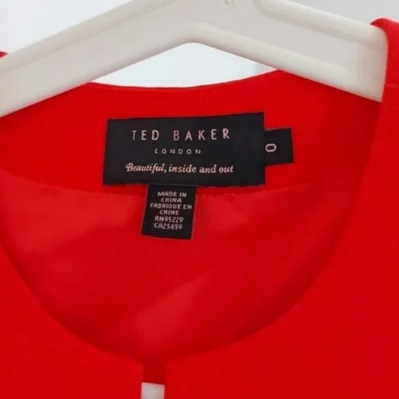 Ted Baker orange Jamtye Structured peplum Zip Dress size 0 nwot - Picture 10 of 14